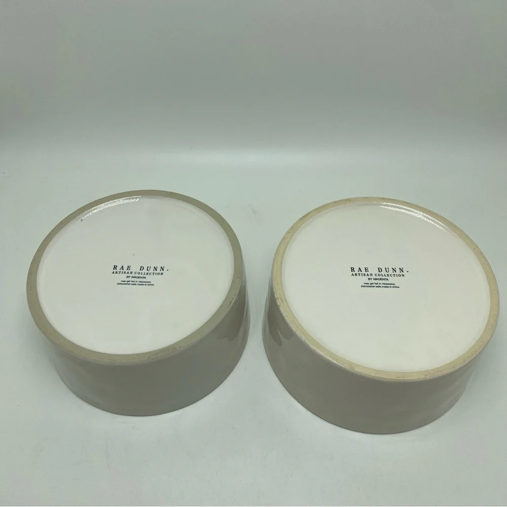 Lot of 2 Rae Dunn Artisan Collection by Magenta Dog/Pet Food & Water Dish Bowls